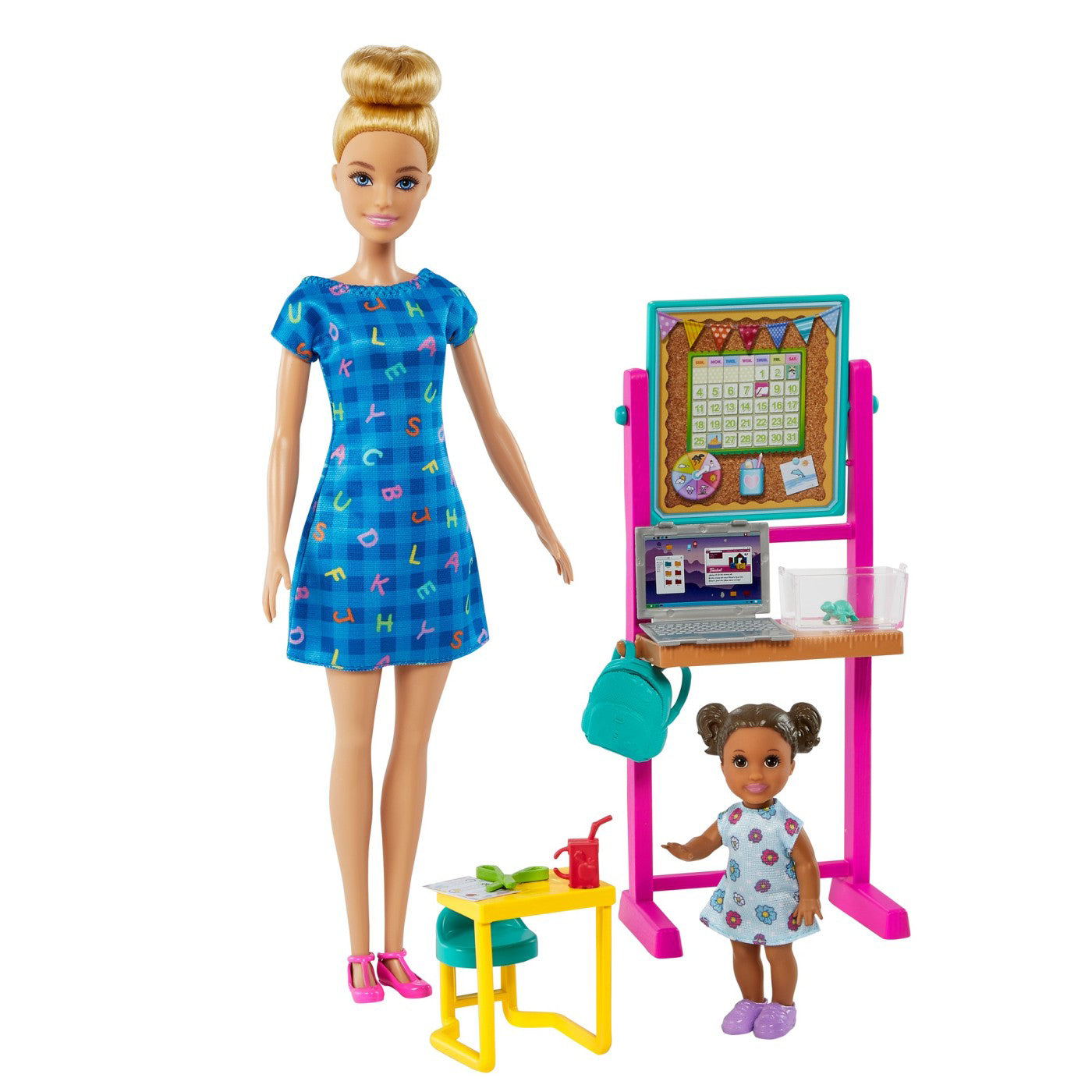 BARBIE CARIERE SET MOBILIER CU PAPUSA BLONDA PROFESOARA
