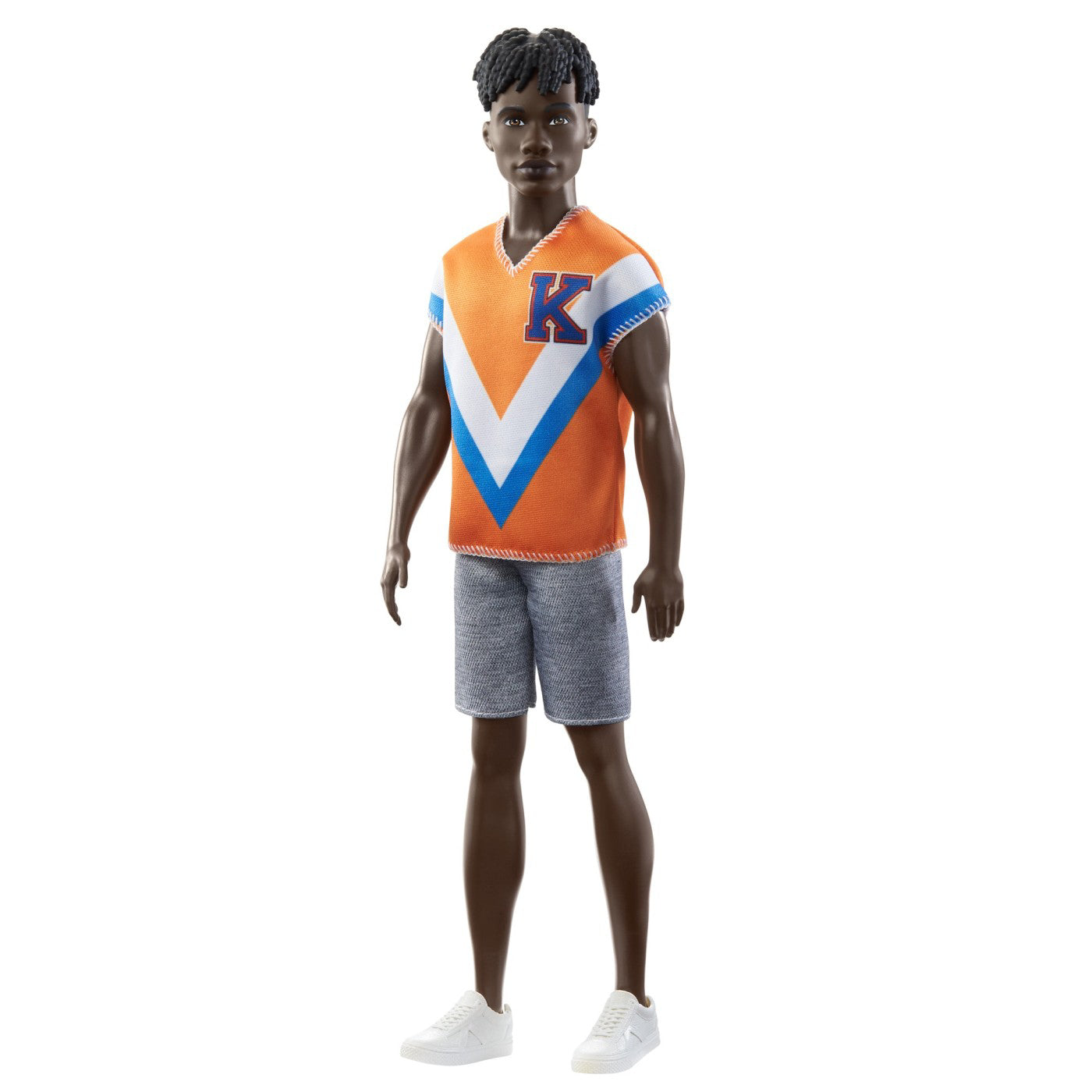 BARBIE PAPUSA BAIAT FASHIONISTAS BRUNET CU TRICOU PORTOCALIU