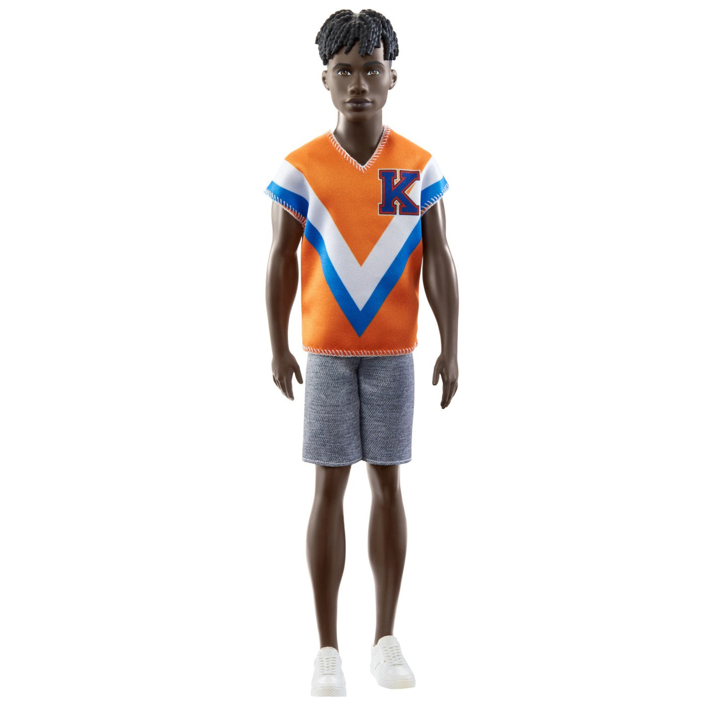 BARBIE PAPUSA BAIAT FASHIONISTAS BRUNET CU TRICOU PORTOCALIU