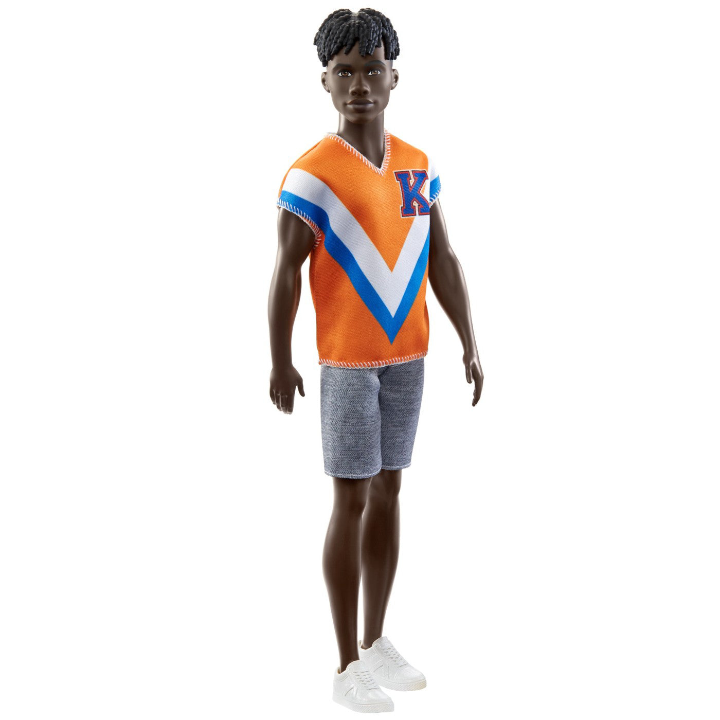BARBIE PAPUSA BAIAT FASHIONISTAS BRUNET CU TRICOU PORTOCALIU