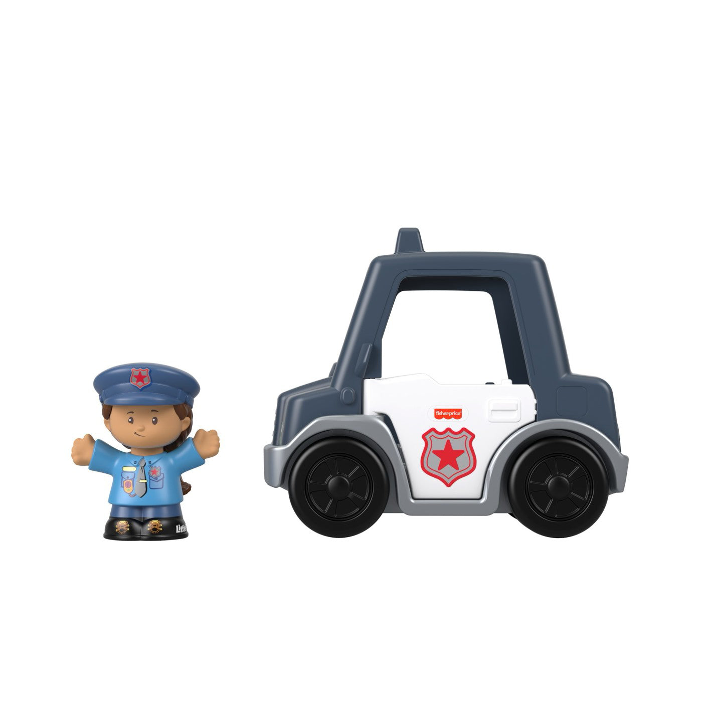 FISHER PRICE LITTLE PEOPLE VEHICUL POLICE 10CM