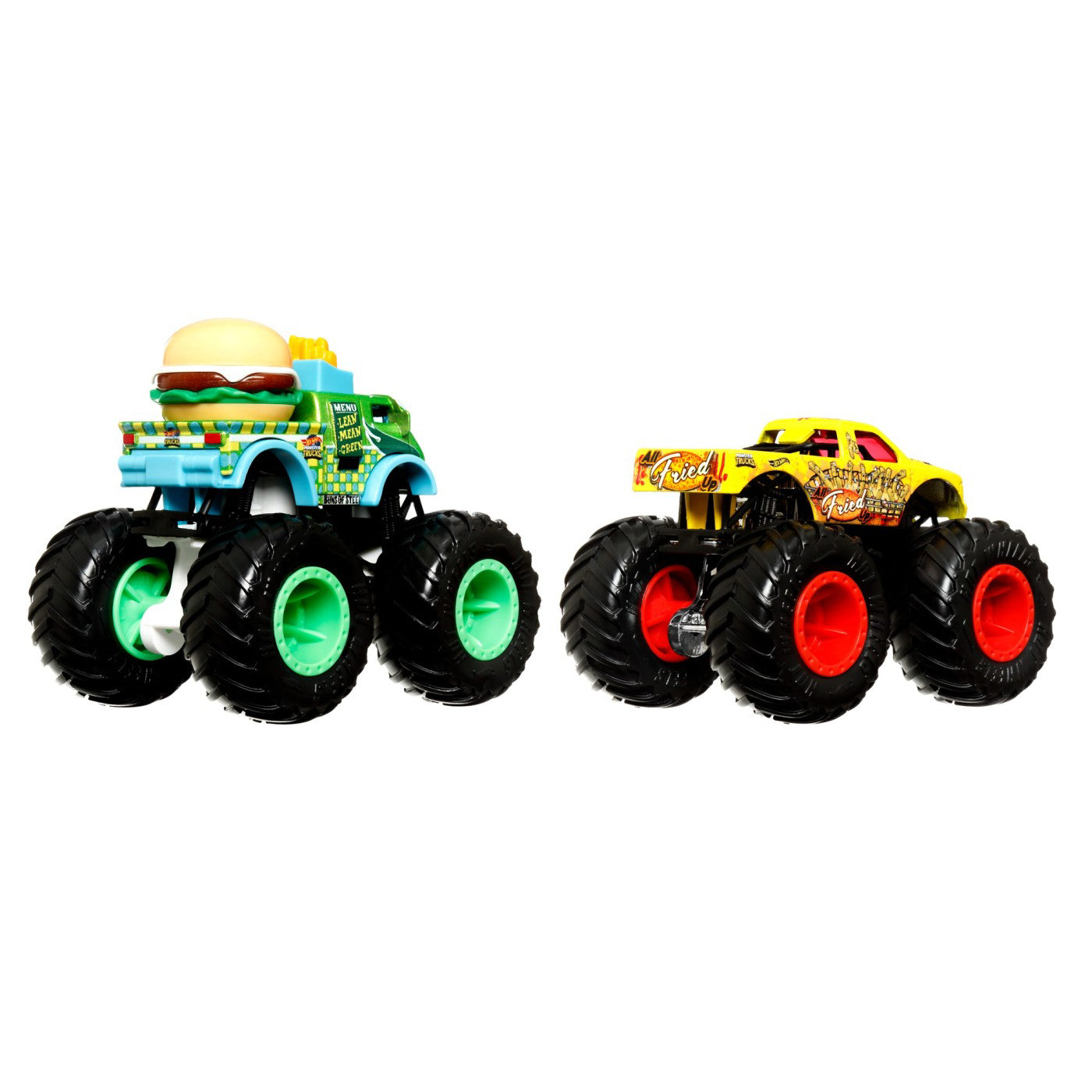 HOT WHEELS MONSTER TRUCK SET 2 MASINI SCARA 1 LA 64 BUNS OF STEEL SI ALL FRIED UP