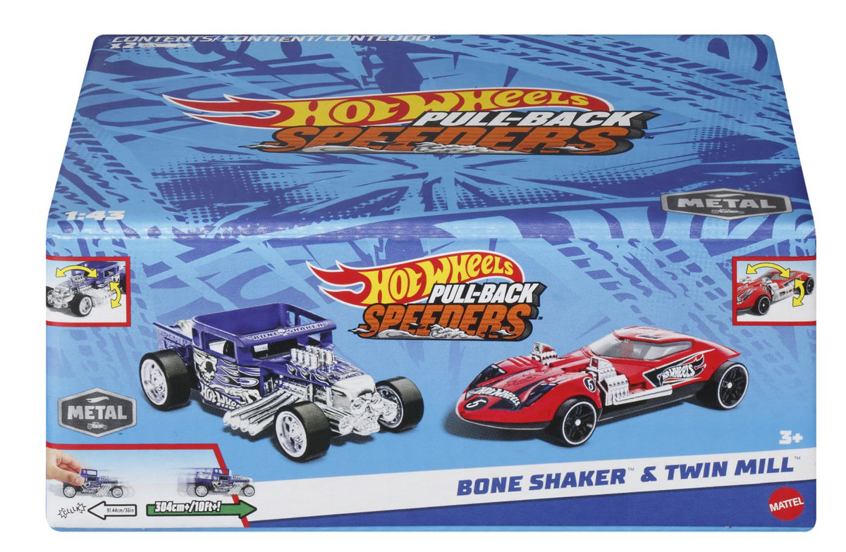 HOT WHEELS SET 2 MASINUTE METALICE PULL BACK BONE SHAKER SI TWIN MILL 1:43