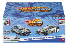 HOT WHEELS SET 2 MASINUTE METALICE PULL BACK MUSCLE AND BLOWN SI ALPHA PURSUIT 1:43