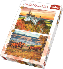 PUZZLE TREFL 500 SI 500 CAI SALBATICI SI CASTELUL NEUSCHWANSTEIN