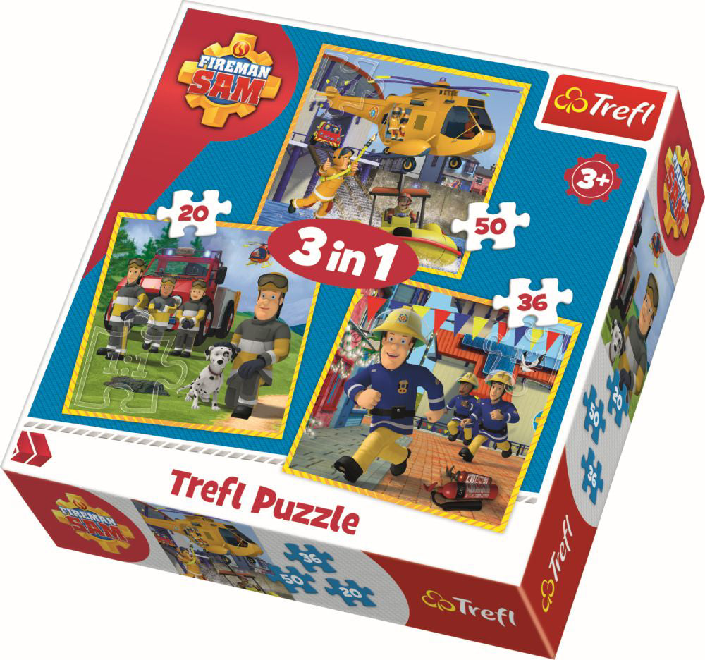 PUZZLE TREFL 3IN1 POMPIERUL SAM