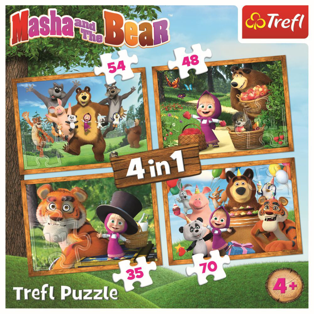 PUZZLE TREFL 4IN1 MASHA AVENTURI IN PADURE