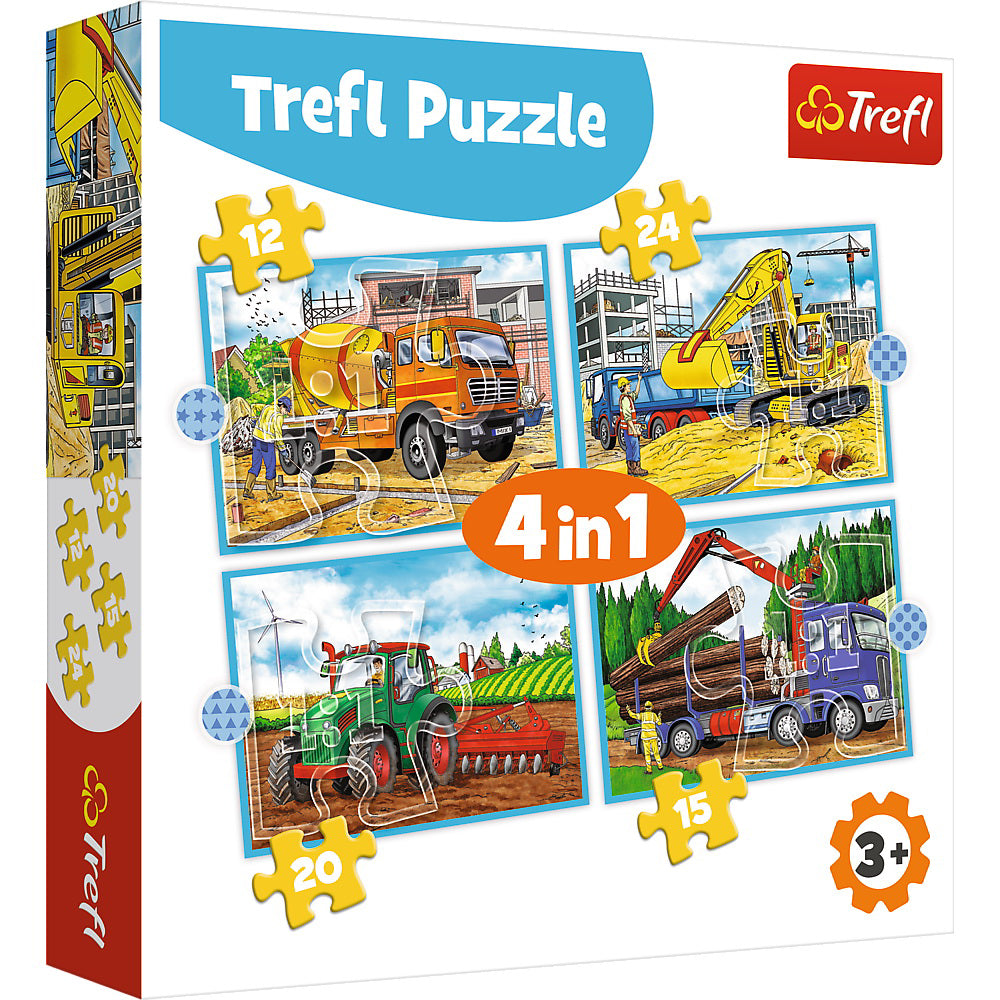 PUZZLE TREFL 4IN1 UTILAJE CONSTRUCTII
