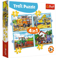 PUZZLE TREFL 4IN1 UTILAJE CONSTRUCTII