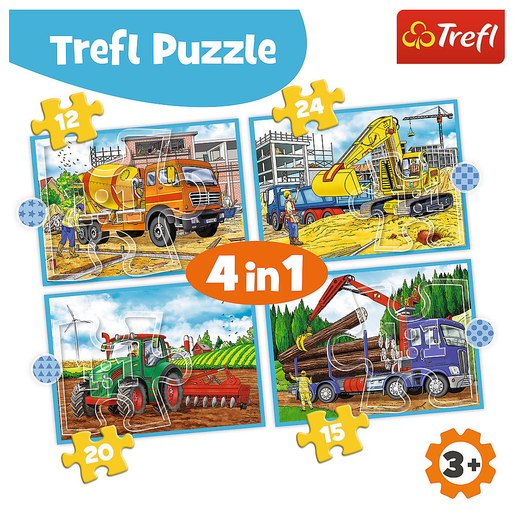 PUZZLE TREFL 4IN1 UTILAJE CONSTRUCTII
