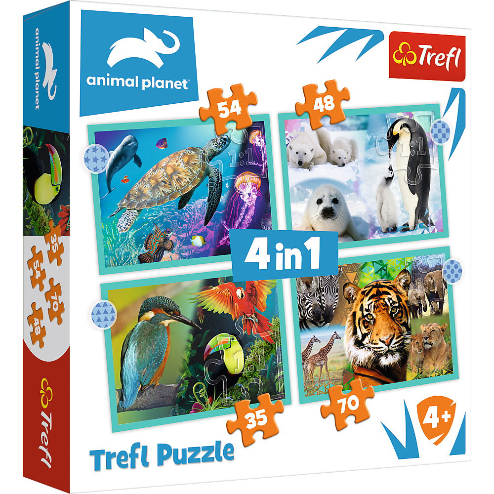 PUZZLE TREFL 4IN1 ANIMAL PLANET - MISTERIOASA LUMEA A ANIMALELOR