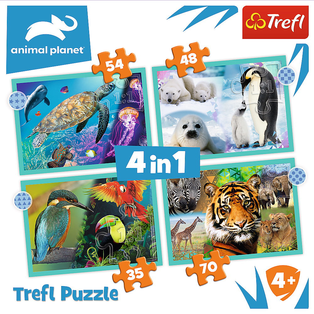 PUZZLE TREFL 4IN1 ANIMAL PLANET - MISTERIOASA LUMEA A ANIMALELOR