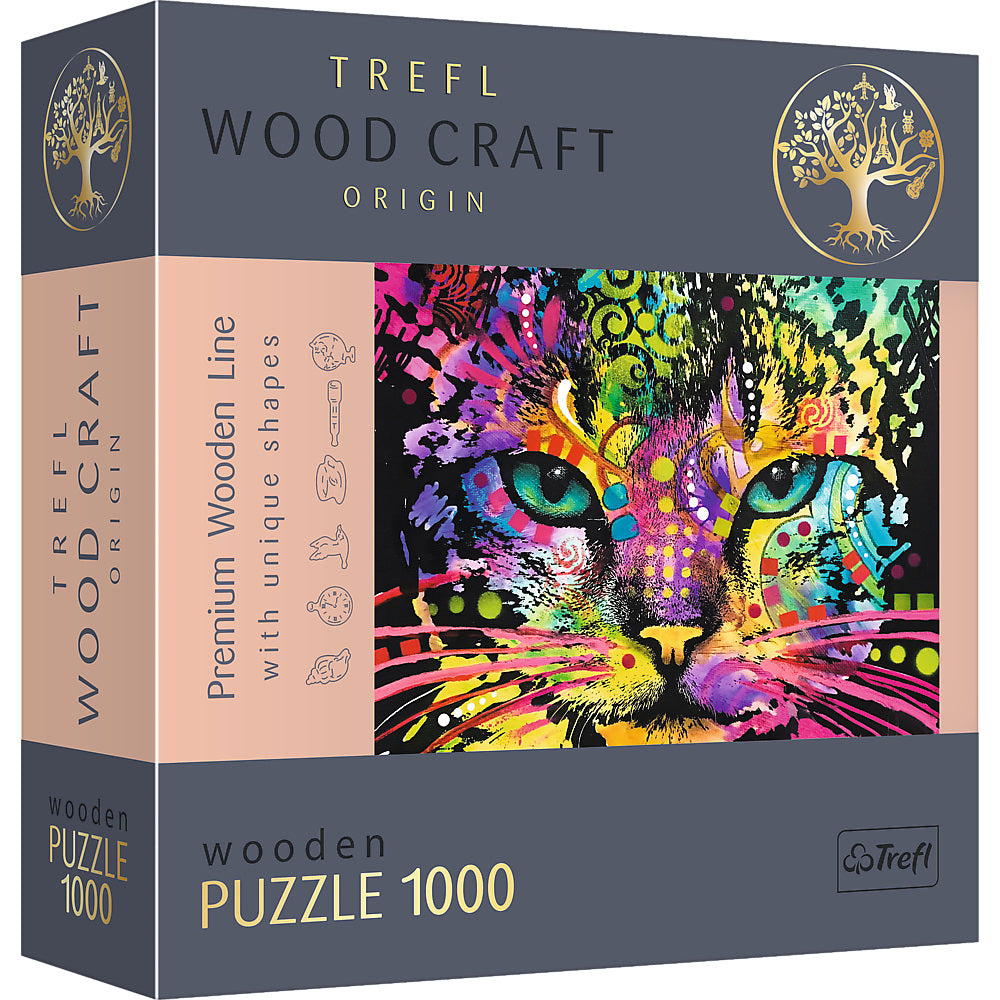 PUZZLE TREFL DIN LEMN 1000 PIESE PISICUTA COLORATA