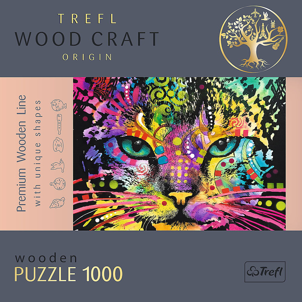 PUZZLE TREFL DIN LEMN 1000 PIESE PISICUTA COLORATA