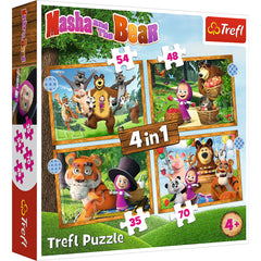 PUZZLE TREFL 4IN1 MASHA SI URSUL IN PADURE