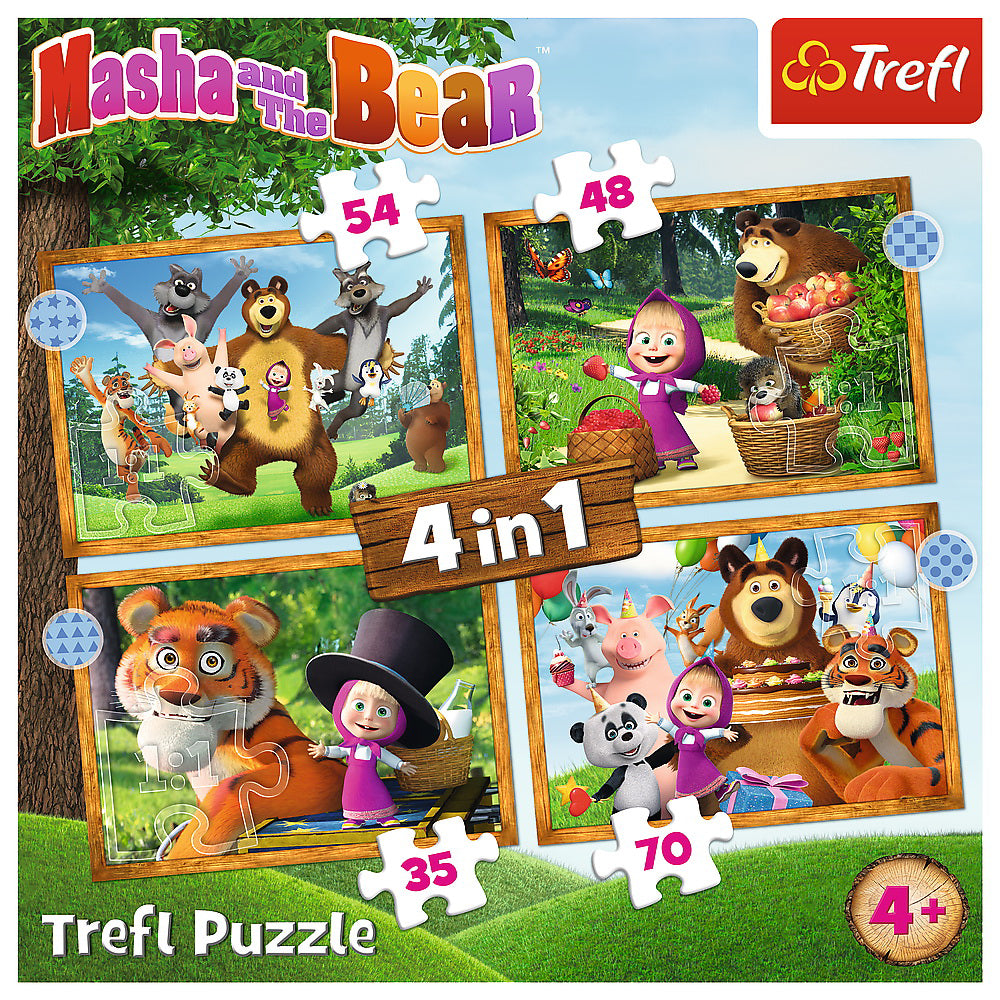 PUZZLE TREFL 4IN1 MASHA SI URSUL IN PADURE