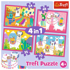 PUZZLE TREFL 4IN1 LAMA IN VACANTA