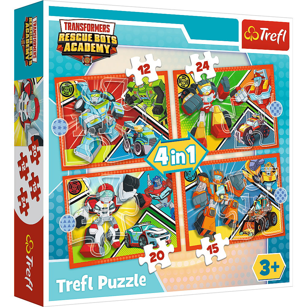 PUZZLE TREFL 4IN1 ACADEMIA ROBOTILOR TRANSFORMERS