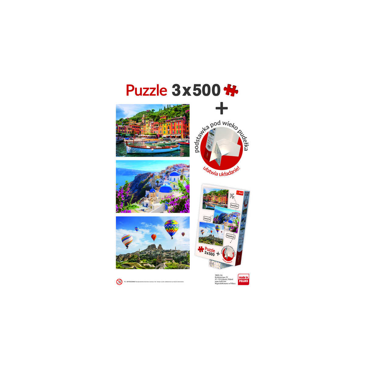 SET PUZZLE TREFL 3 X 500 PORTOFINO SANTORINI CAPPADOCIA
