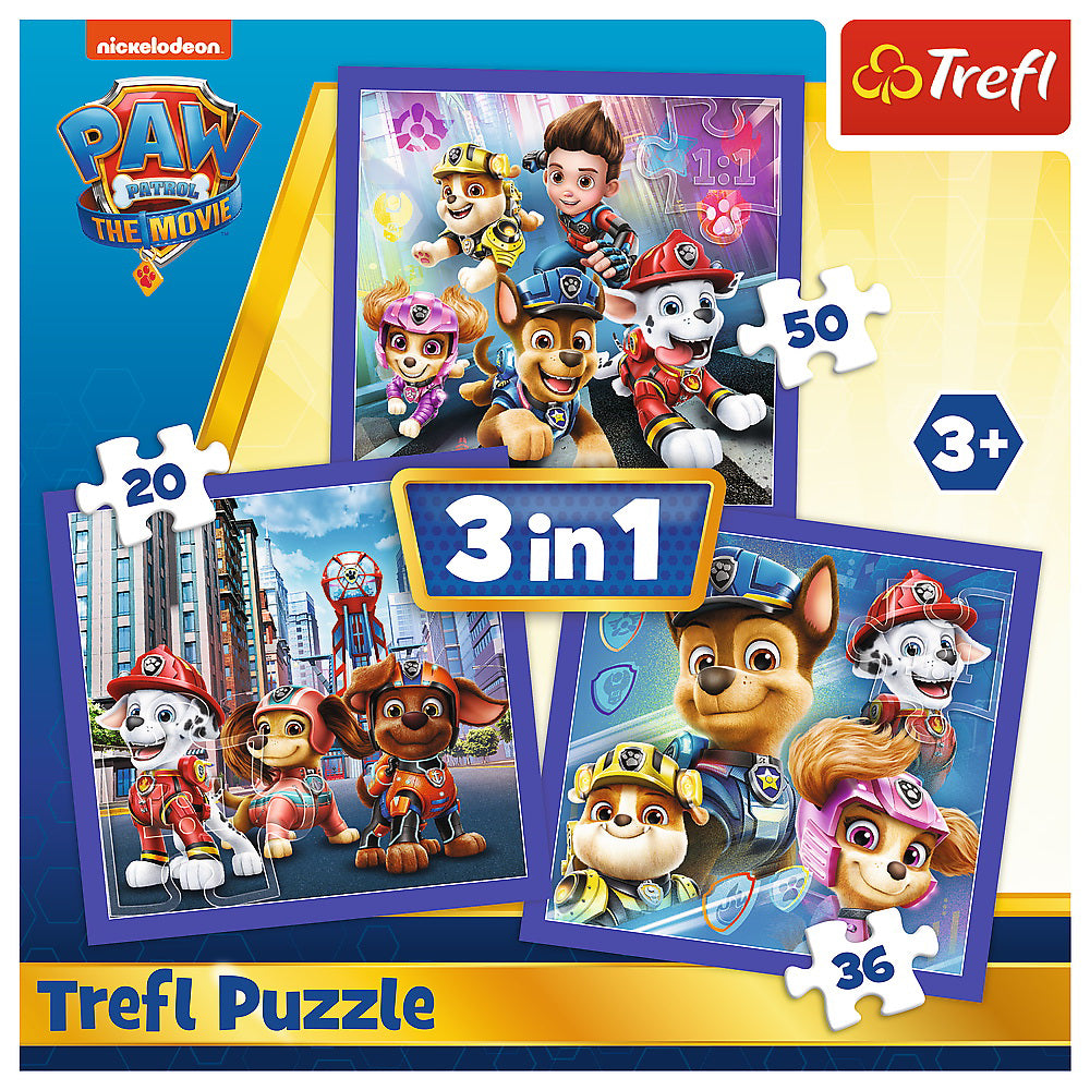 PUZZLE TREFL 3IN1 PATRULA CATELUSILOR GATA DE ACTIUNE