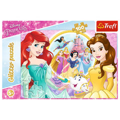 PUZZLE TREFL 100 GLITTER DISNEY PRINCESS BELLA SI ARIEL