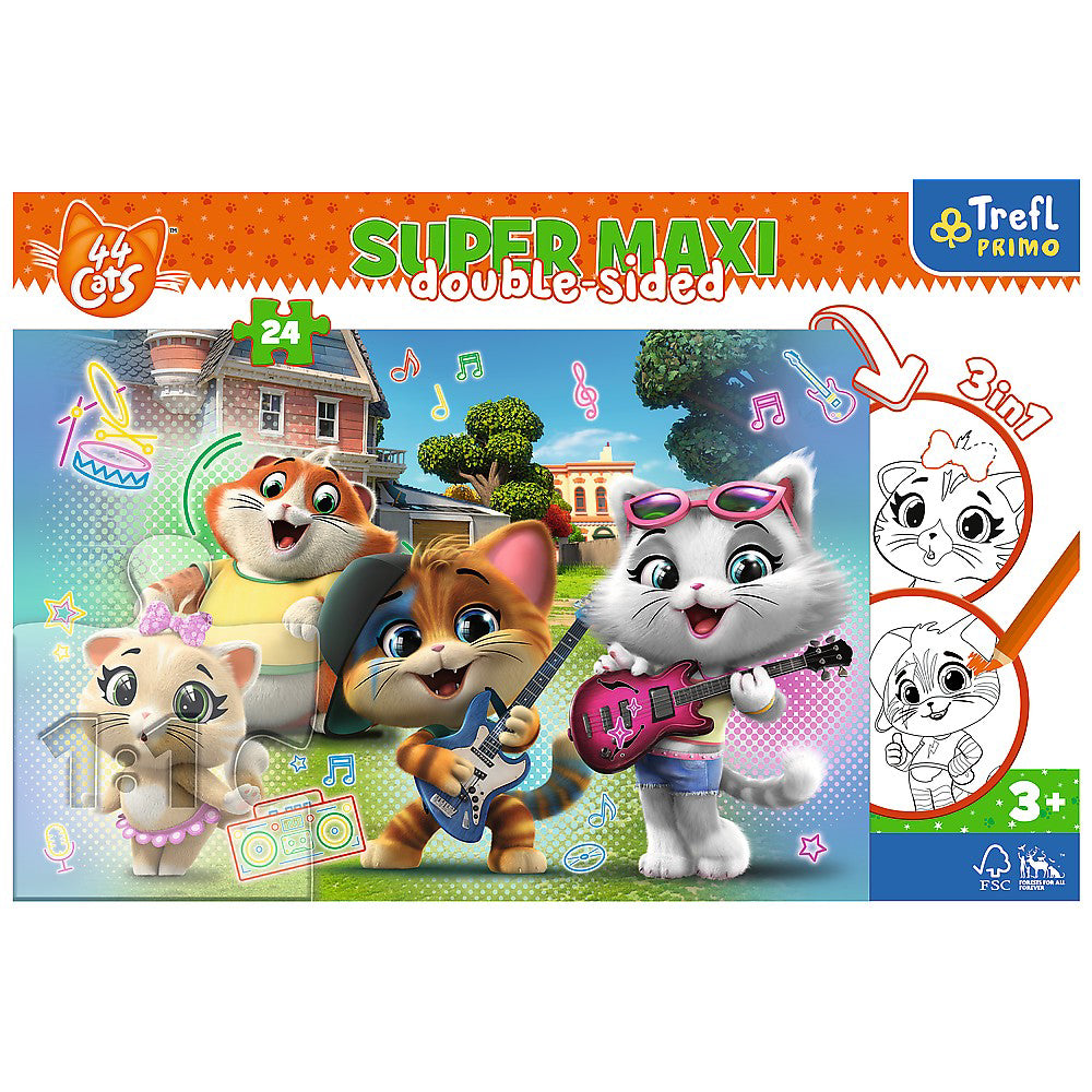 PUZZLE TREFL PRIMO 24 SUPER MAXI 44 PISICI TRUPA PISICILOR