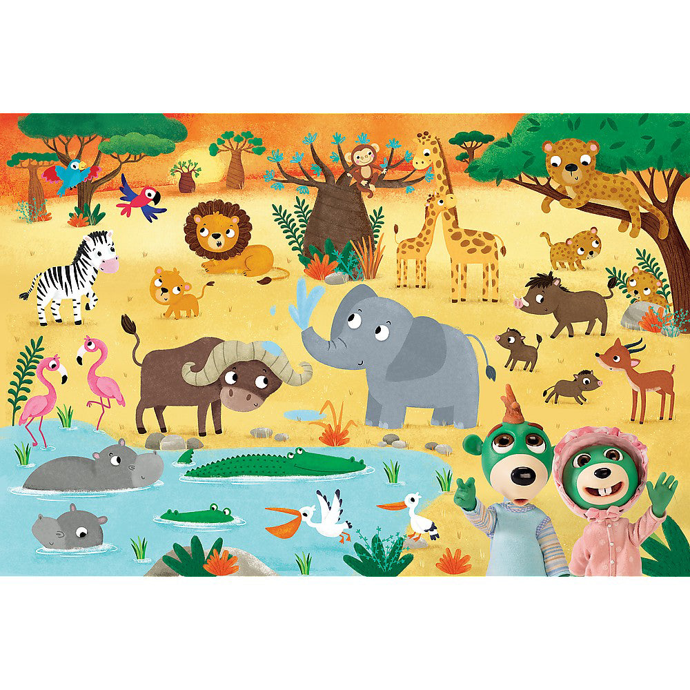 PUZZLE TREFL PRIMO 24 SUPER MAXI BABIES AND THE BEAR IN SAFARI