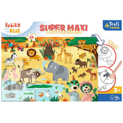 PUZZLE TREFL PRIMO 24 SUPER MAXI BABIES AND THE BEAR IN SAFARI