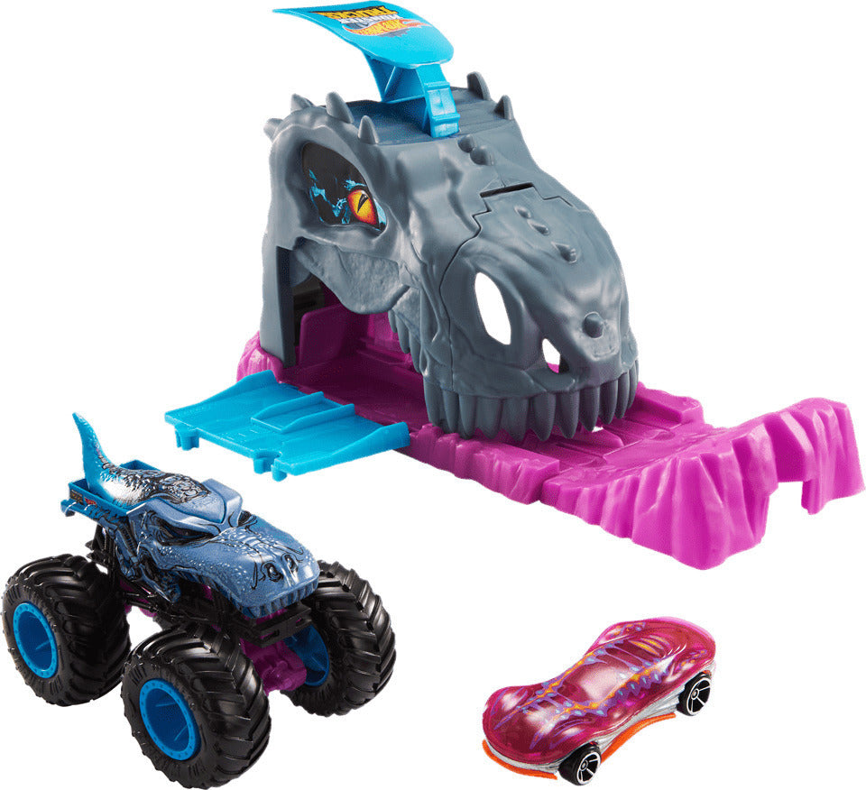 HOT WHEELS LANSATOR MONSTER TRUCK TEAM MEGA WREX CU DOUA MASINUTE