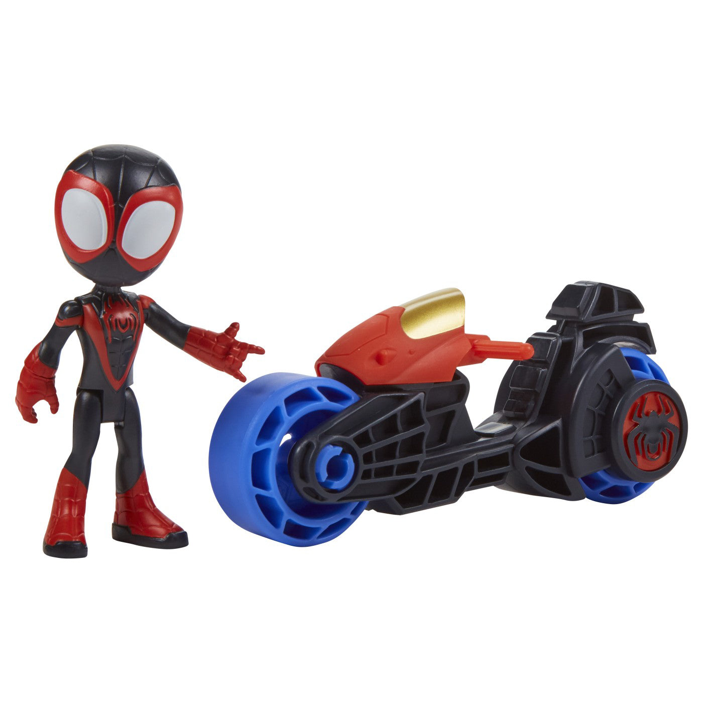 SPIDEY PRIETENII EXTRAORDINARI SET MOTOCICLETA SI FIGURINA MILES MORALES SPIDER MAN 10CM
