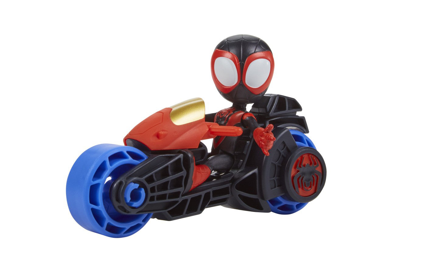 SPIDEY PRIETENII EXTRAORDINARI SET MOTOCICLETA SI FIGURINA MILES MORALES SPIDER MAN 10CM