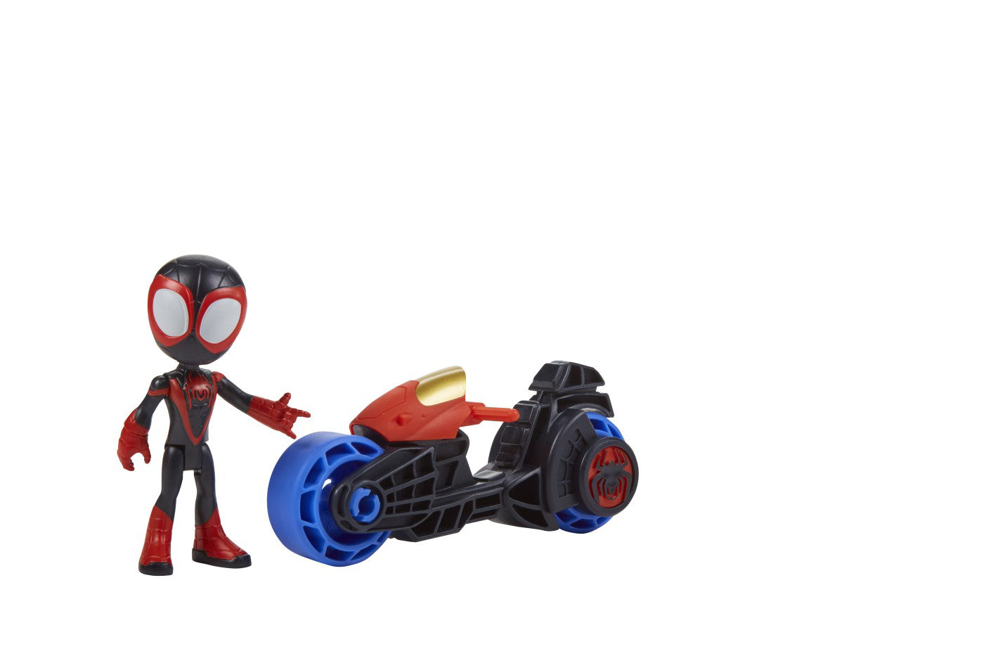 SPIDEY PRIETENII EXTRAORDINARI SET MOTOCICLETA SI FIGURINA MILES MORALES SPIDER MAN 10CM