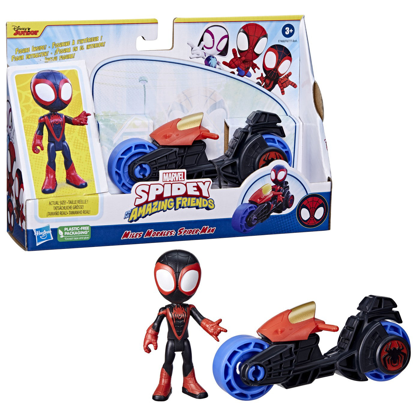 SPIDEY PRIETENII EXTRAORDINARI SET MOTOCICLETA SI FIGURINA MILES MORALES SPIDER MAN 10CM