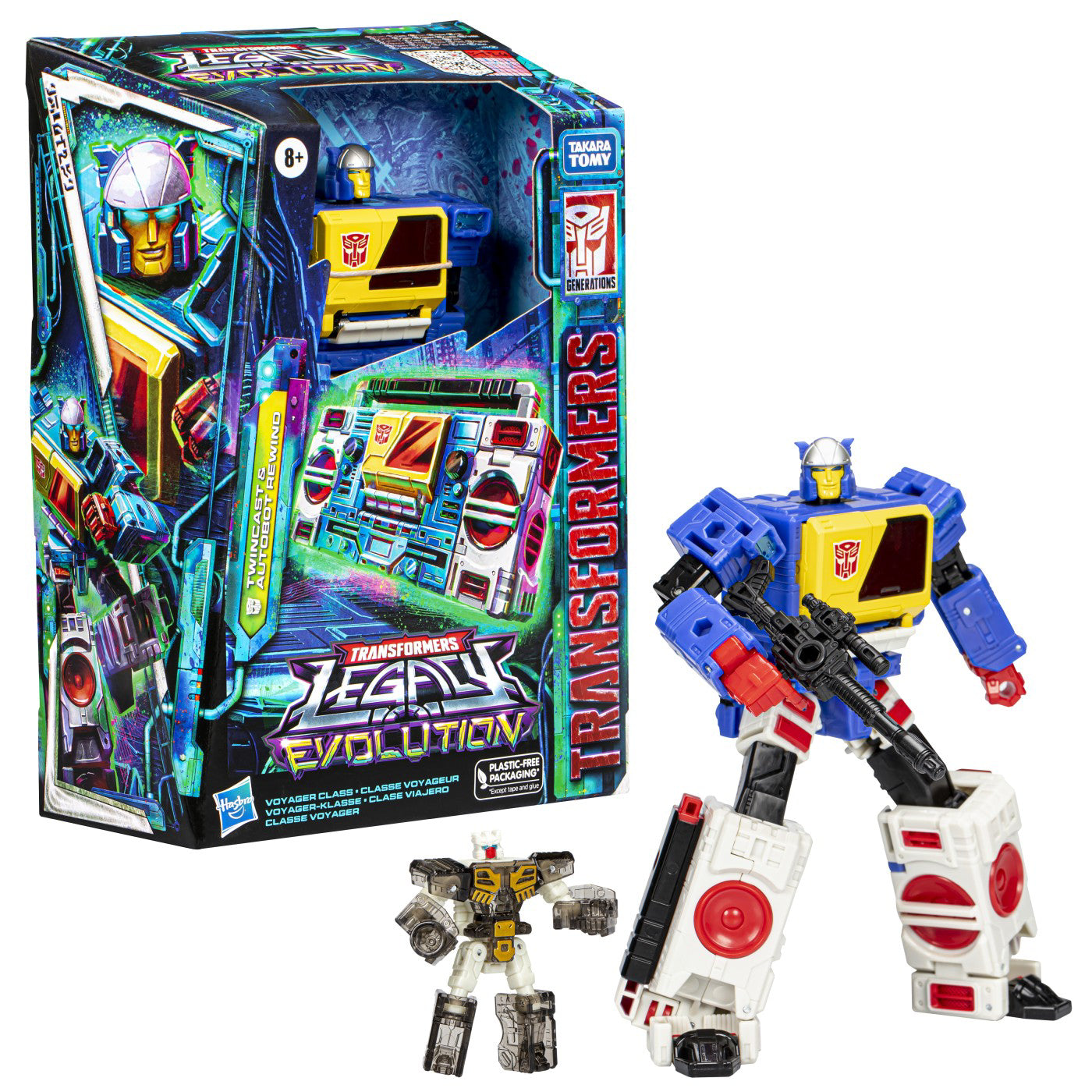 TRANSFORMERS LEGACY EVOLUTION FIGURINA TWINCAST & AUTOBOT REWIND 17CM