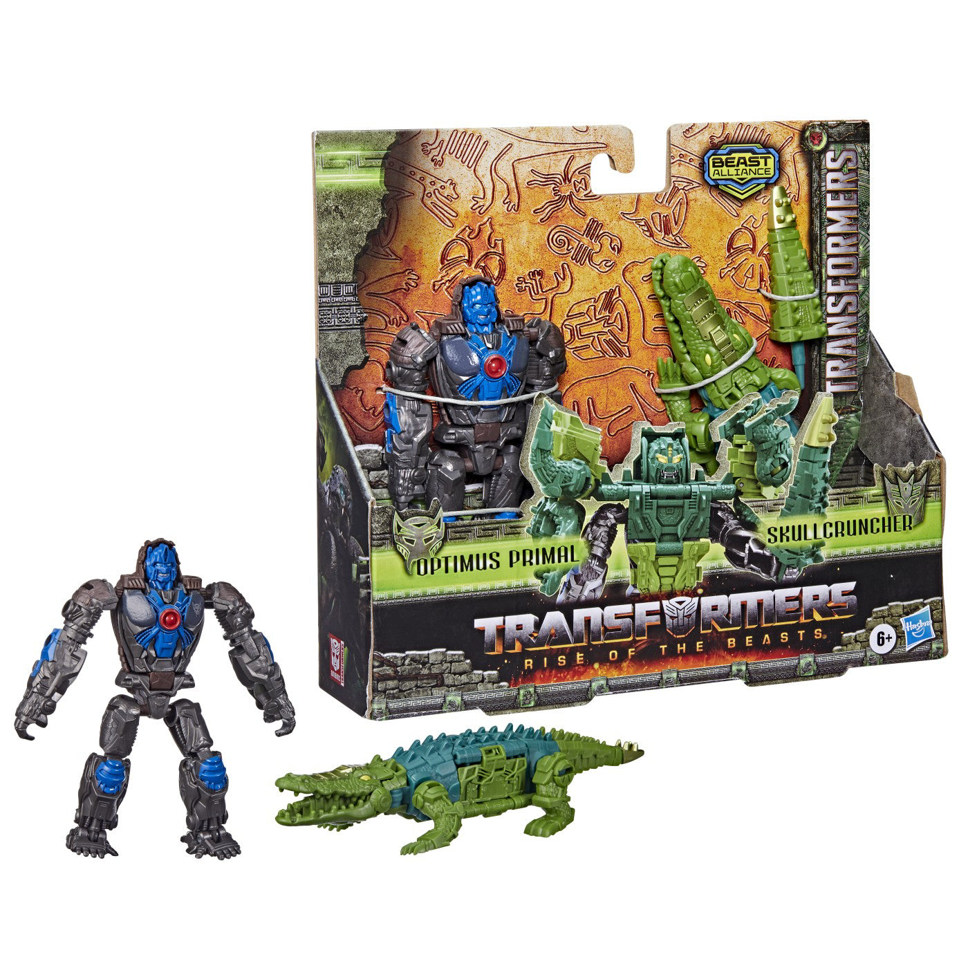 TRANSFORMERS 7 BEAST ALLIANCE SET 2 FIGURINE OPTIMUS PRIMAL SI SKULLCRUNCHER 13CM