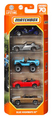 MATCHBOX SET 5 MASINUTE METALICE BLUE HIGHWAYS II SCARA 1:64