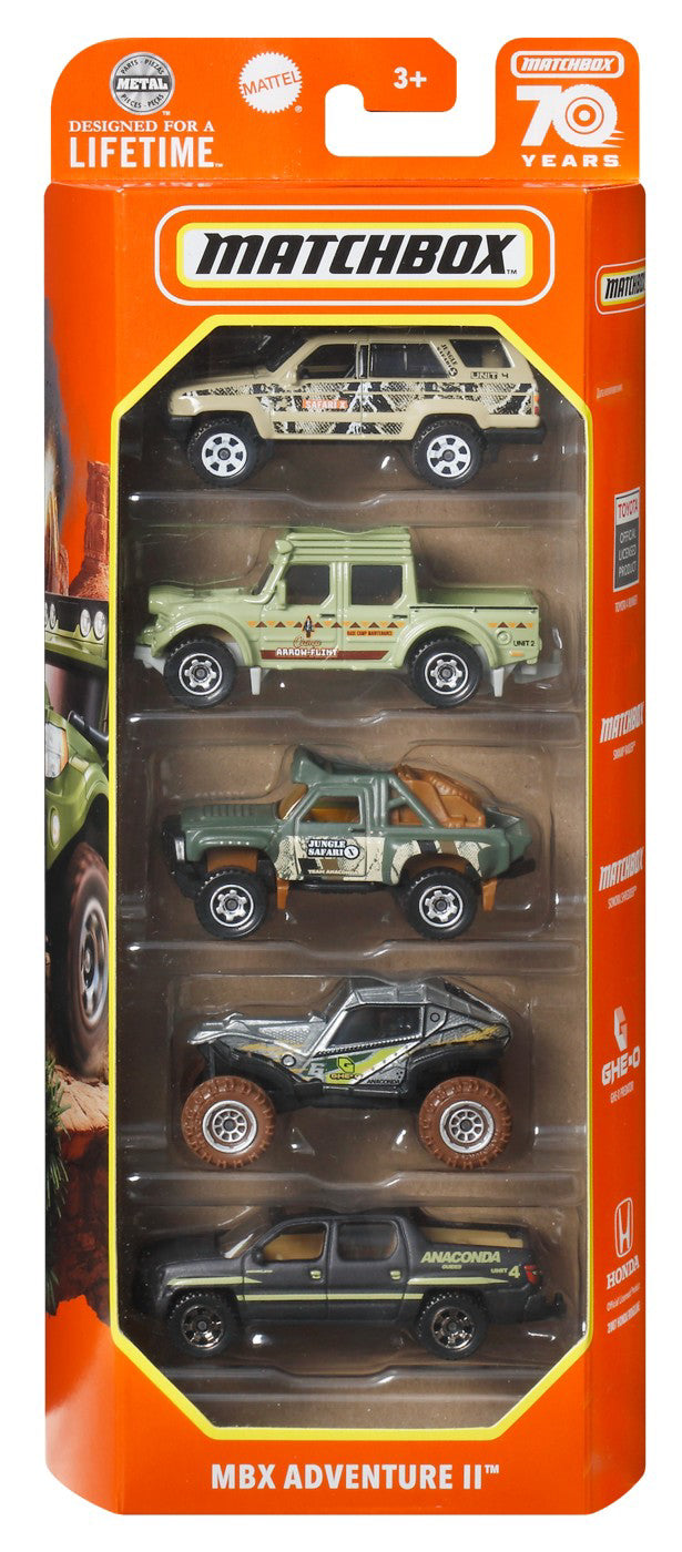 MATCHBOX SET 5 MASINUTE METALICE MBX ADVENTURE II SCARA 1:64