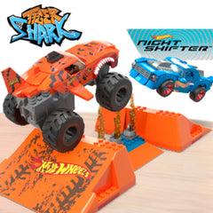 HOT WHEELS MONSTER TRUCK MEGA SET CONSTRUCTIE CURSA TIGER SHARK CHOMP