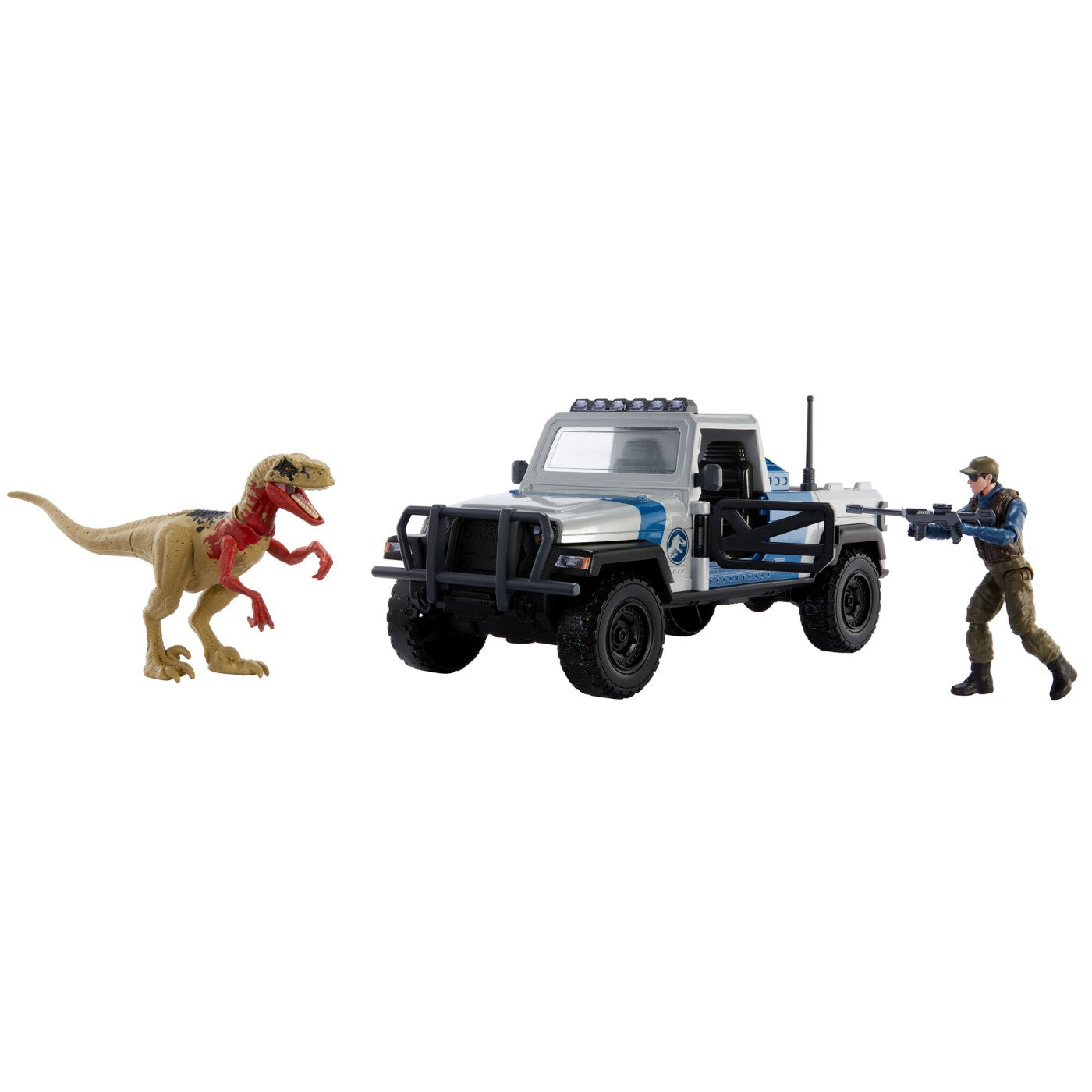 JURASSIC WORLD DINO TRACKERS SET CAMIONETA SEARCH AND SMASH SI DINOZAUR ATROCIRAPTOR