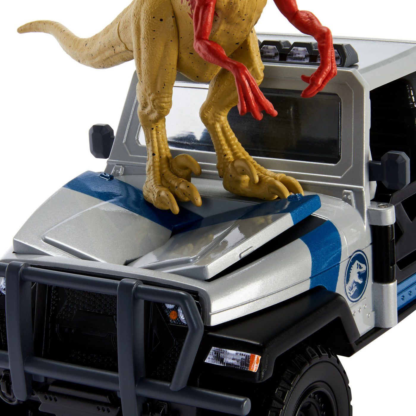JURASSIC WORLD DINO TRACKERS SET CAMIONETA SEARCH AND SMASH SI DINOZAUR ATROCIRAPTOR