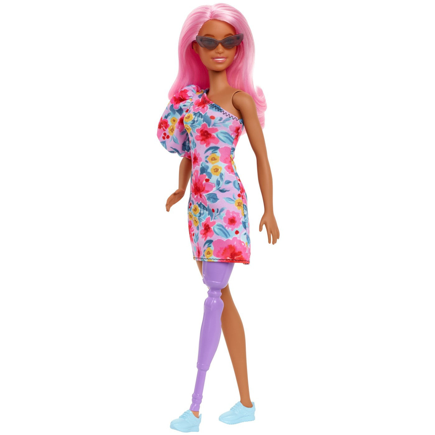 PAPUSA BARBIE FASHIONISTA CU PAR ROZ SI PICIOR PROTETIC