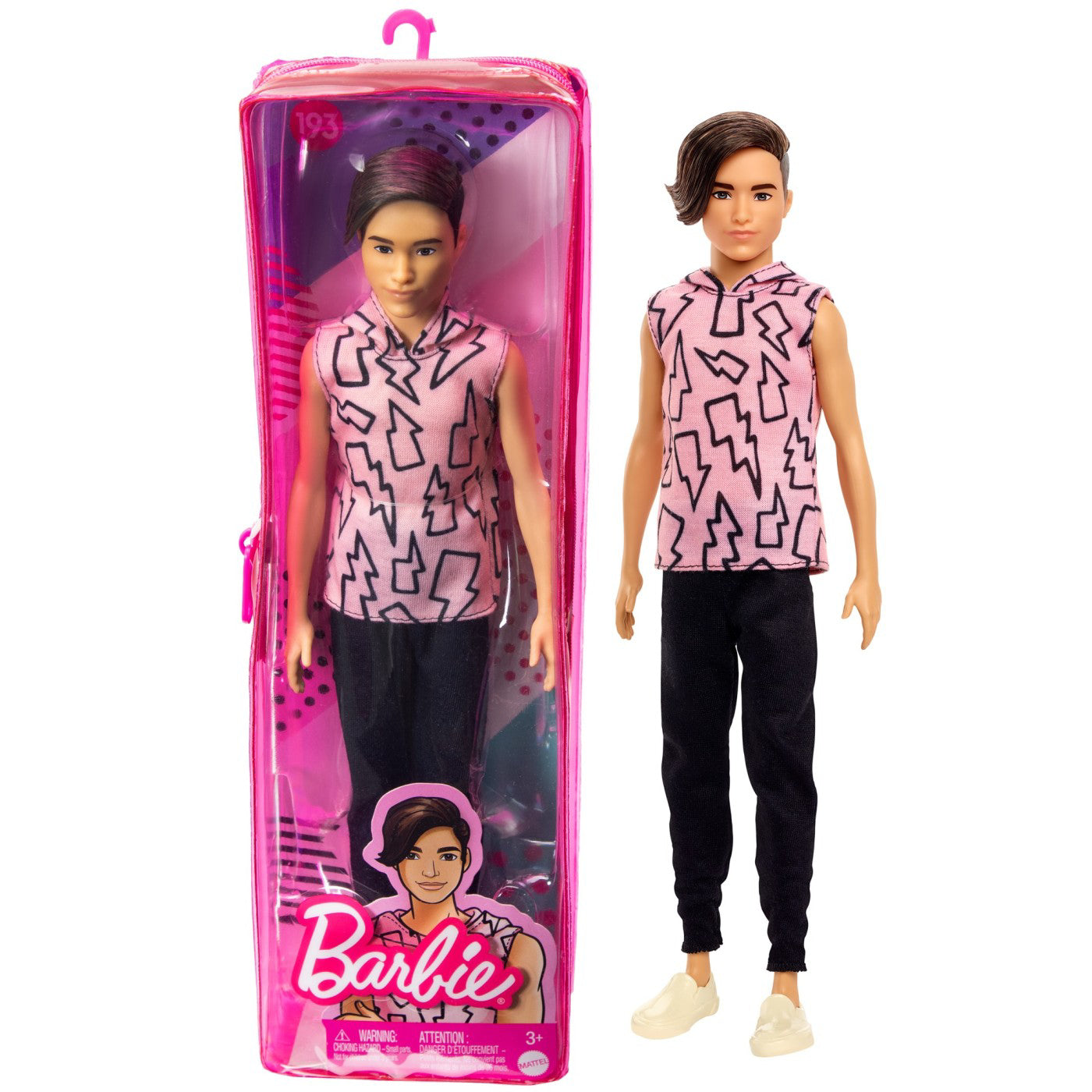 BARBIE PAPUSA BAIAT FASHIONISTAS CU MAIOU CU IMPRIMEU CU FULGERE