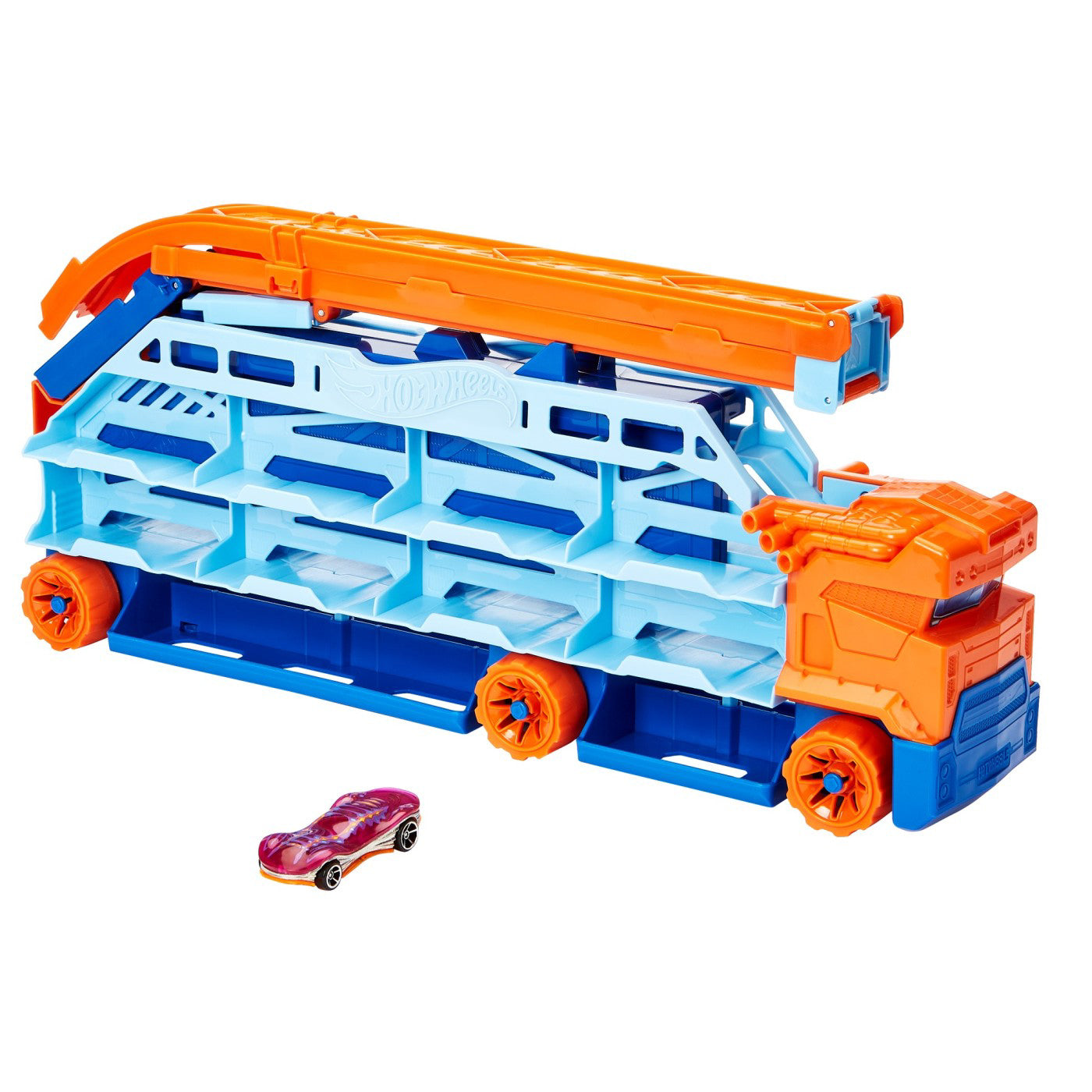 HOT WHEELS MEGA TRANSPORTATOR MASINI SI PISTA DE LANSARE