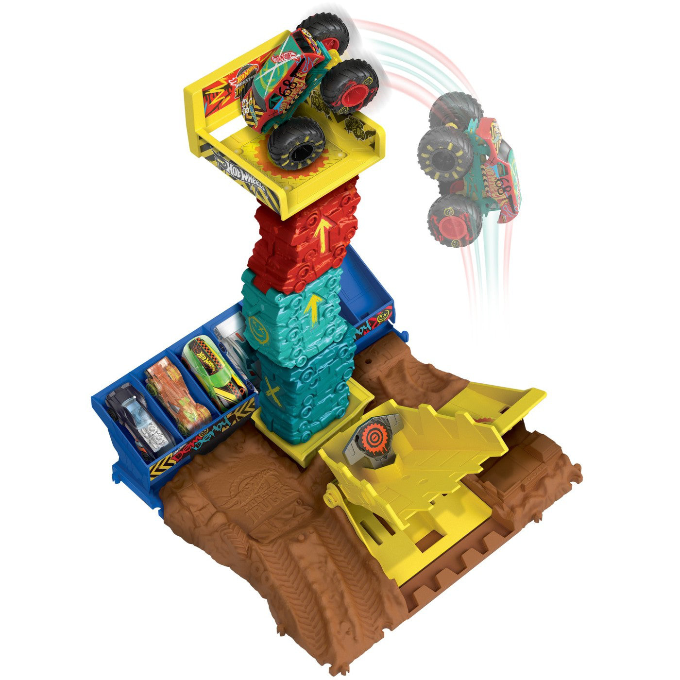 HOT WHEELS MONSTER TRUCK ARENA SMASHERS PROVOCAREA SARITURA CU MASINA
