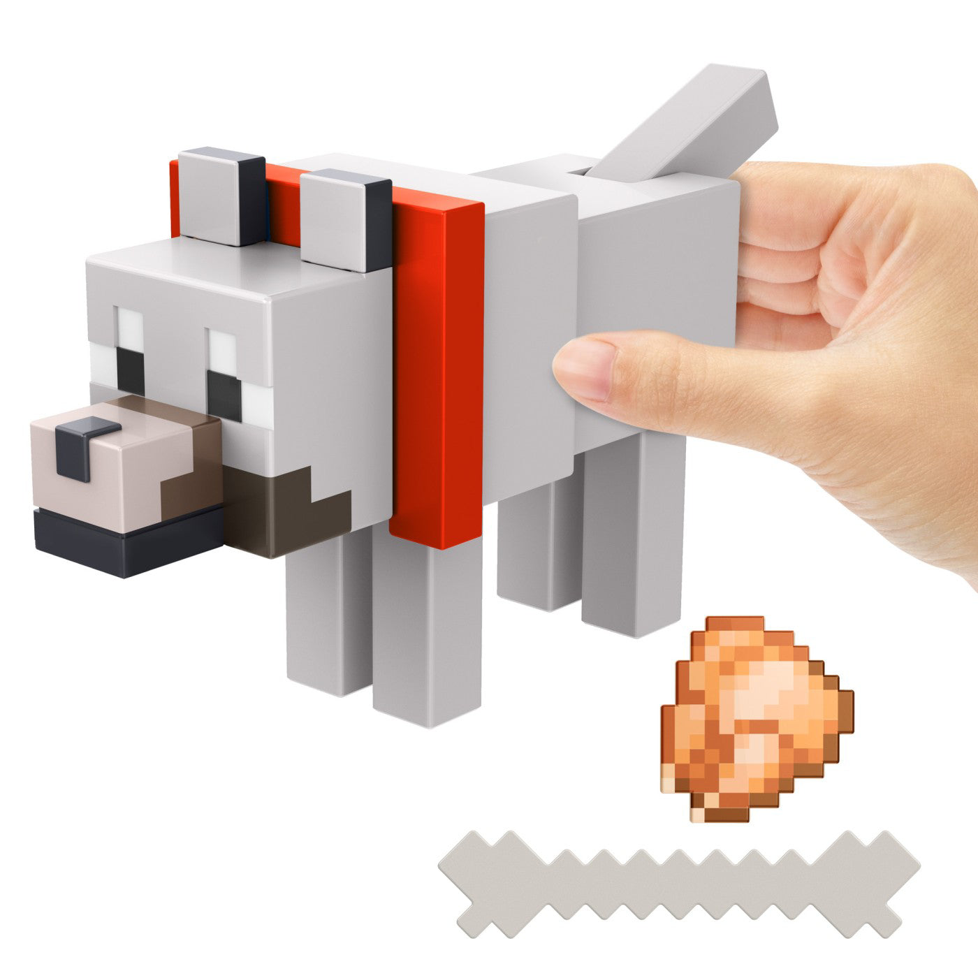MINECRAFT CRAFT A BLOCK FIGURINA TAMED WOLF 8CM