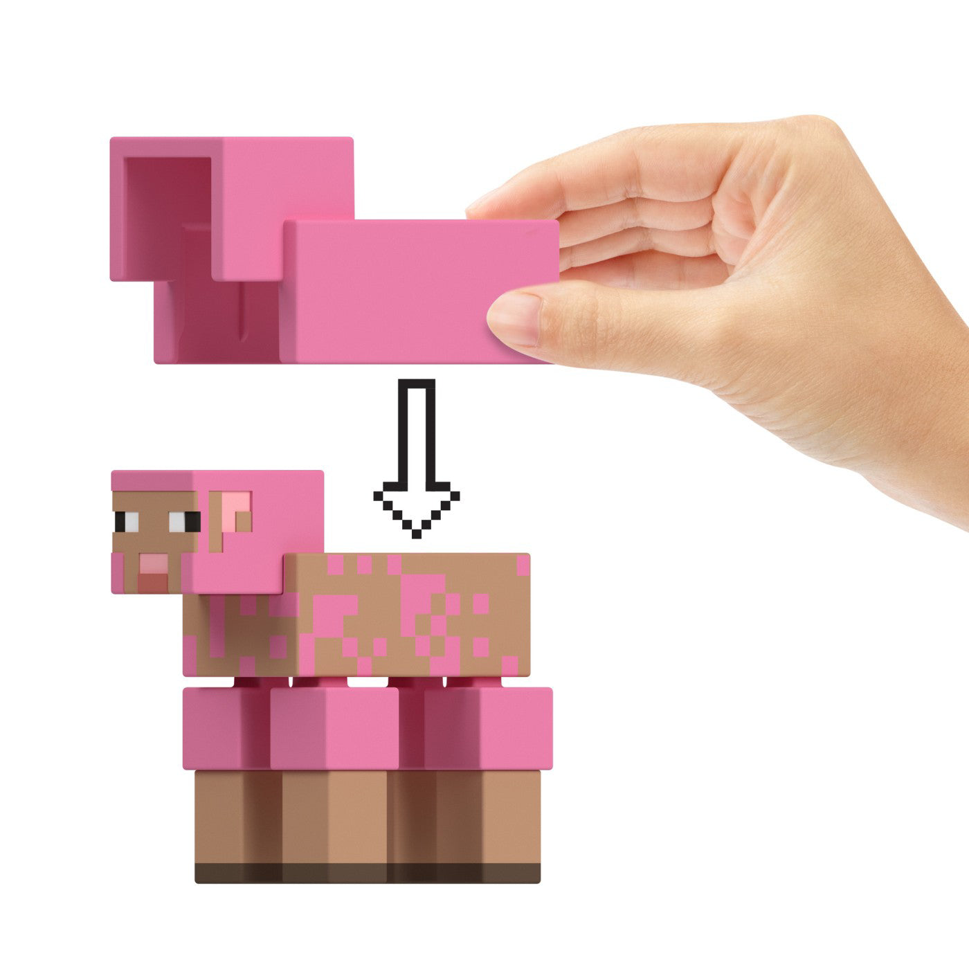 MINECRAFT CRAFT A BLOCK FIGURINA DYED SHEEP 8CM
