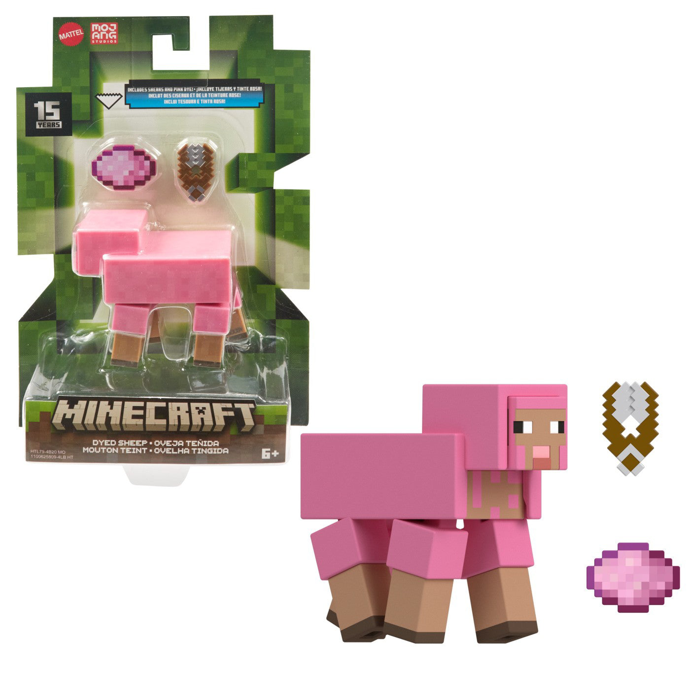 MINECRAFT CRAFT A BLOCK FIGURINA DYED SHEEP 8CM