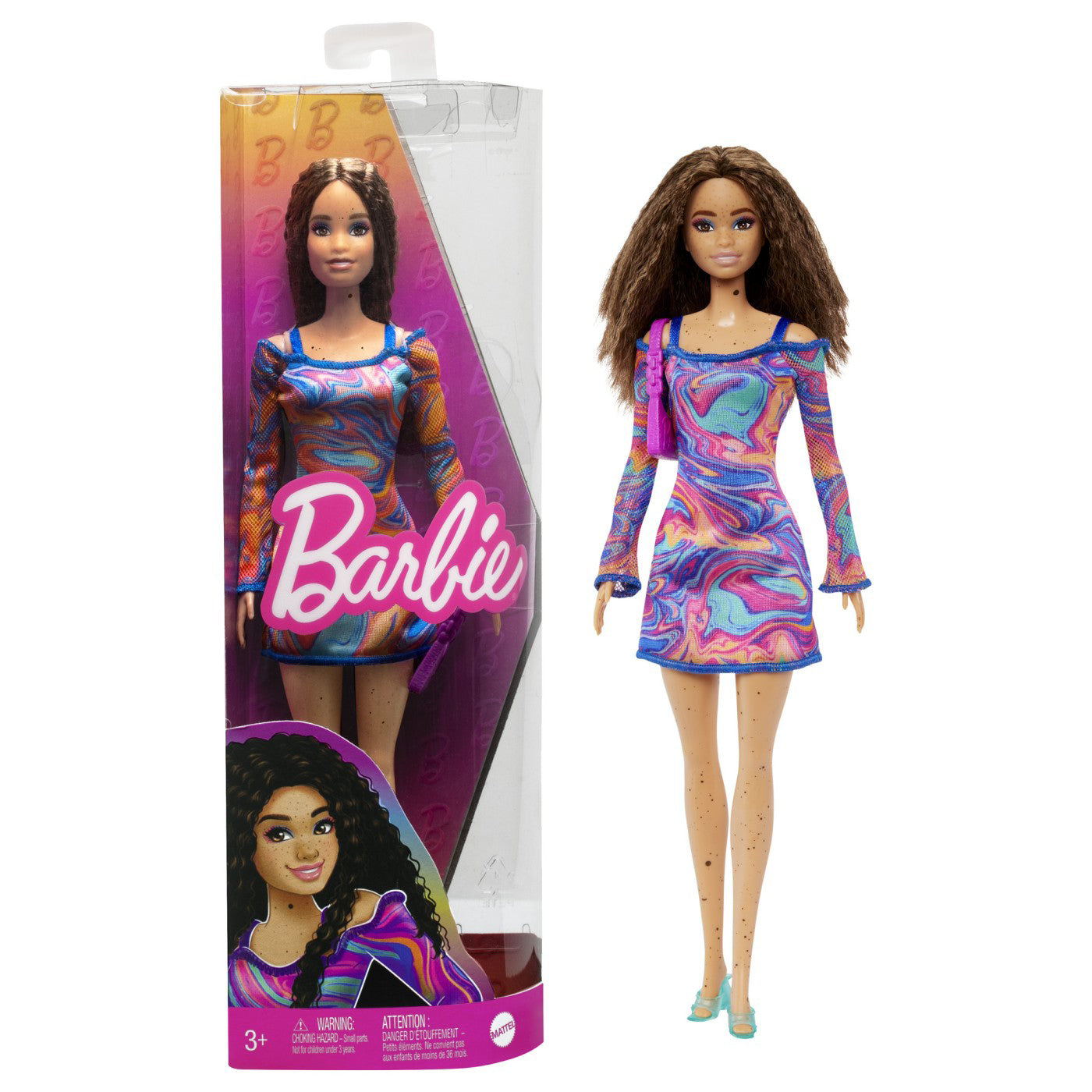 PAPUSA BARBIE FASHIONISTA SATENA CU PISTRUI