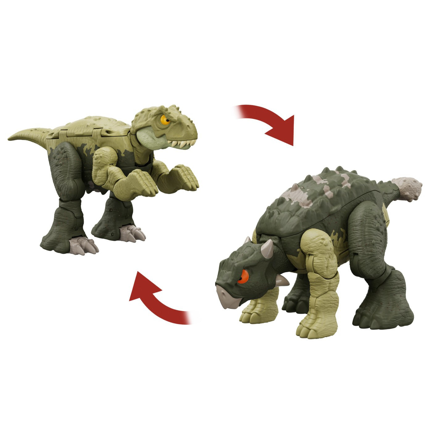 JURASSIC WORLD FIERCE CHANGERS DOUBLE DANGER DINOZAUR TRANSFORMABIL TYRANNOSAURUS REX SI ANKYLOSAURUS VERDE