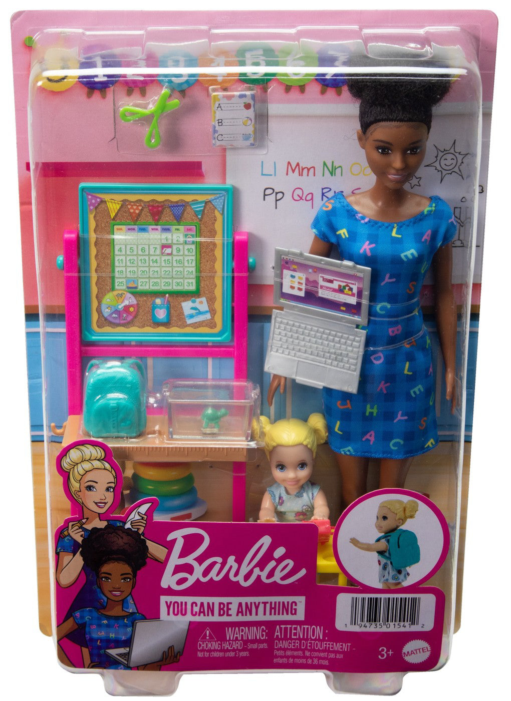 BARBIE CARIERE SET MOBILIER CU PAPUSA BRUNETA PROFESOARA